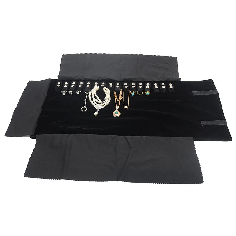 Manufacturer OEM Quality Velvet Jewelry Roll Bag Travel Storage for Earrings Necklace Fashion Jewelry Organizer Case Pouch