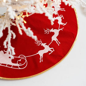 2021 New Design Snowflake and Elk Knit Christmas Tree Skirt Holiday Party Luxury Christmas Decoration Red Tree Skirt