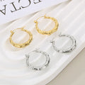 Wholesale Fashionable Modern Stainless Steel 18K Gold Plated Bamboo Hoop 2.5CM Earrings Jewelry for Women