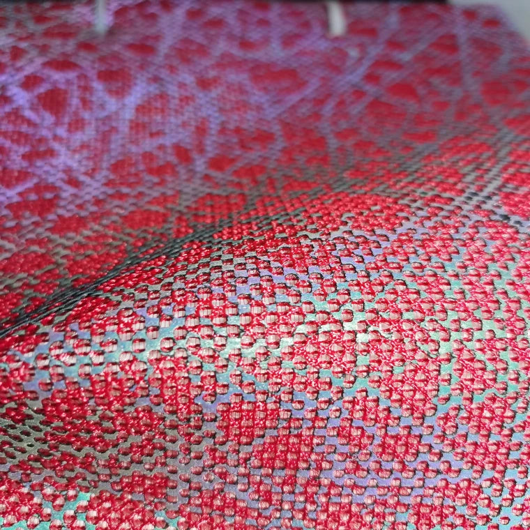 Red Reflective Silver Mesh Cloth Stretch Knitted Polyester Fabric for Shoes and Bags