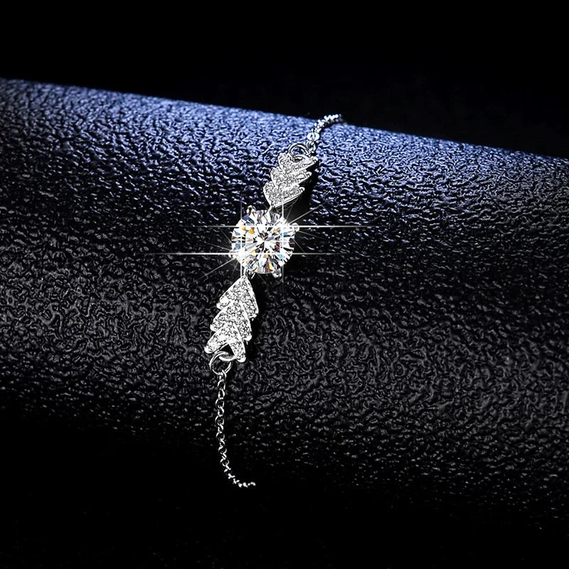 1ct Round Moissanite Bracelet Hearts and Arrows Silver925 Moissanite Diamond Adjustable Slide Bracelet Bangle Jewelry