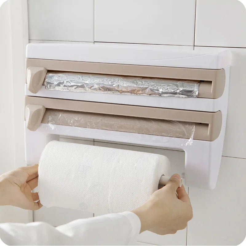 Tissue Box New Kitchen Foil and Cling Film Wrap Dispenser Cutter Kitchen Organizer Rack