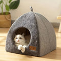 Cozy Modern Solid Pattern Semi-Enclosed Plush Cat Cave Soft Comfortable Warm Bed for Cats and Small Dogs for Summer and Winter