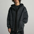 Hoodies Manufacturer Custom Heavyweight Deconstructed Burr Edge Wash Zipper Hoodie American Style Worn Out Loose Hoodies Men