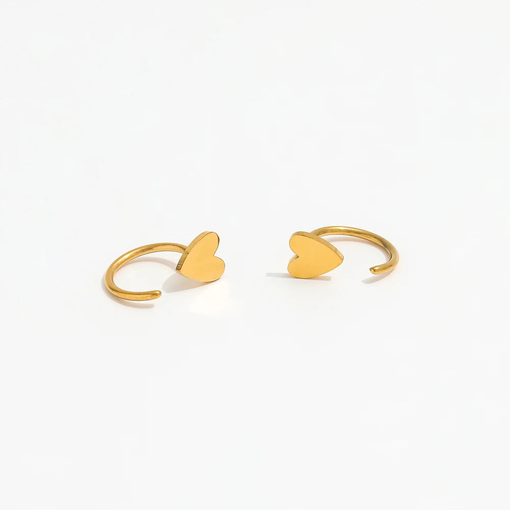 Trendy Earring 18K Gold Plated Cute Heart C Hoop Earrings for Women Stainless Steel Earrings Wholesale