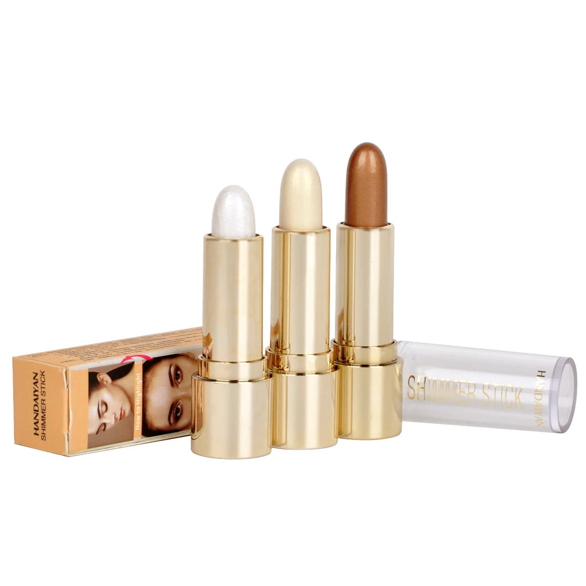 HANDAIYAN 3 Colors Brighten Lasting Waterproof Highlight Stick for Face Highlighter Makeup