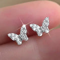 Huitan Custom Exquisite Butterfly Design Dazzling 3A Zircon Silver/Gold Plated Earrings for Women Fashion Party CZ Stud Earrings