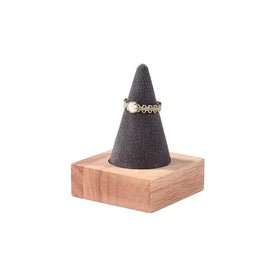 Popular Wood Microfiber One Slot Jewelry Finger Rings Display Stand with Measure Holder Zhuangqun LCR01
