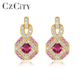 CZCITY Brand Hot Selling Earrings Cuff Fashion Jewelries Wholesales Luxury Big Stud Gold Plated  Earrings