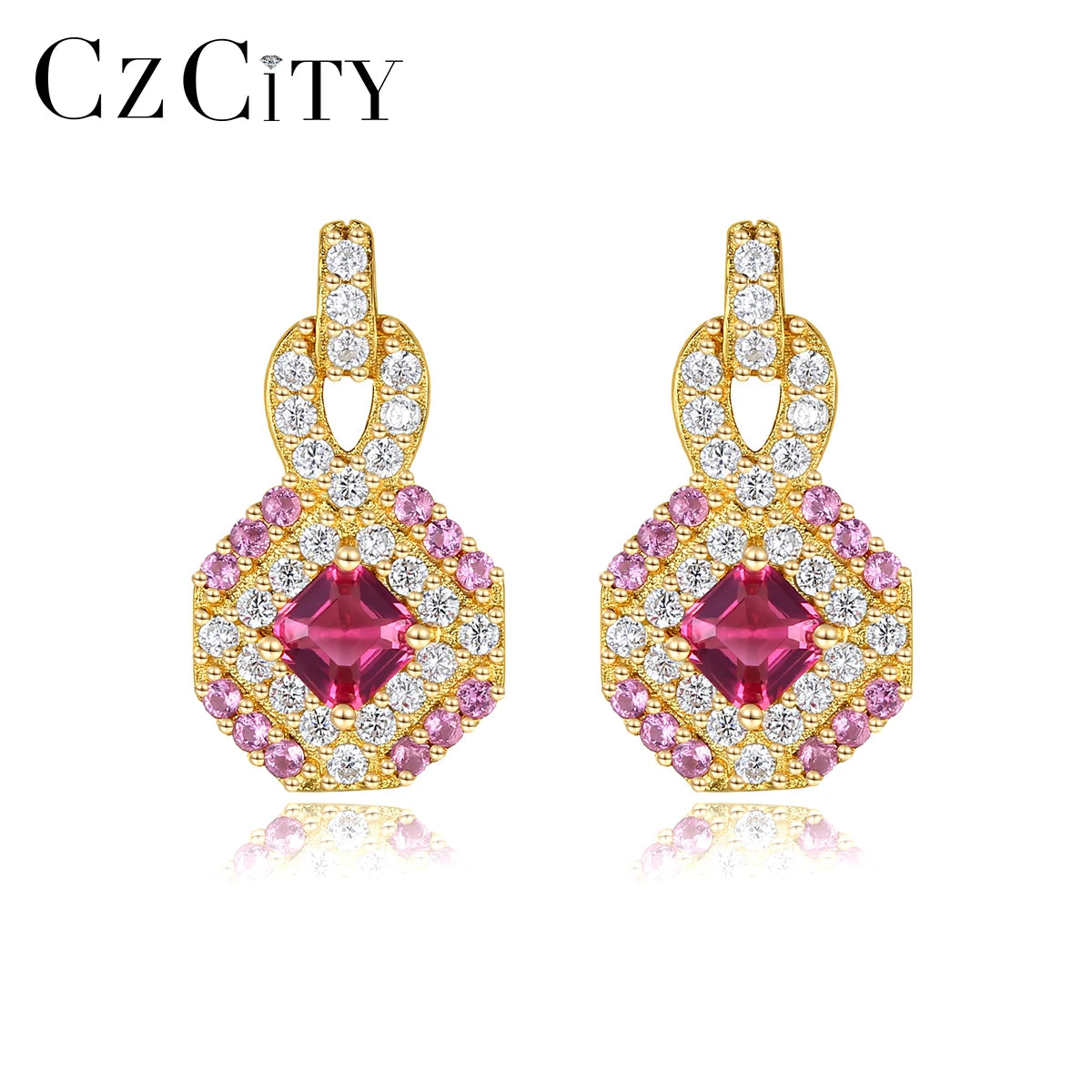 CZCITY Brand Hot Selling Earrings Cuff Fashion Jewelries Wholesales Luxury Big Stud Gold Plated  Earrings