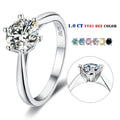 Luxury Female Big Round Ring 100% Real 925 Sterling Silver Engagement Ring Moissanite Diamond Ring