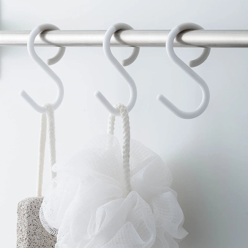 SHIMOYAMA Plastic Small Parts Hanging Hook Anti-drop Heavy-duty Durable Small S Shaped Hooks for Hanging Pants Pots Clothing