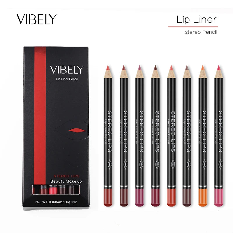VIBELY Hot Sale Cosmetic Long Lasting Waterproof Smooth Lipliner Matte Lip Liner Pencil Set