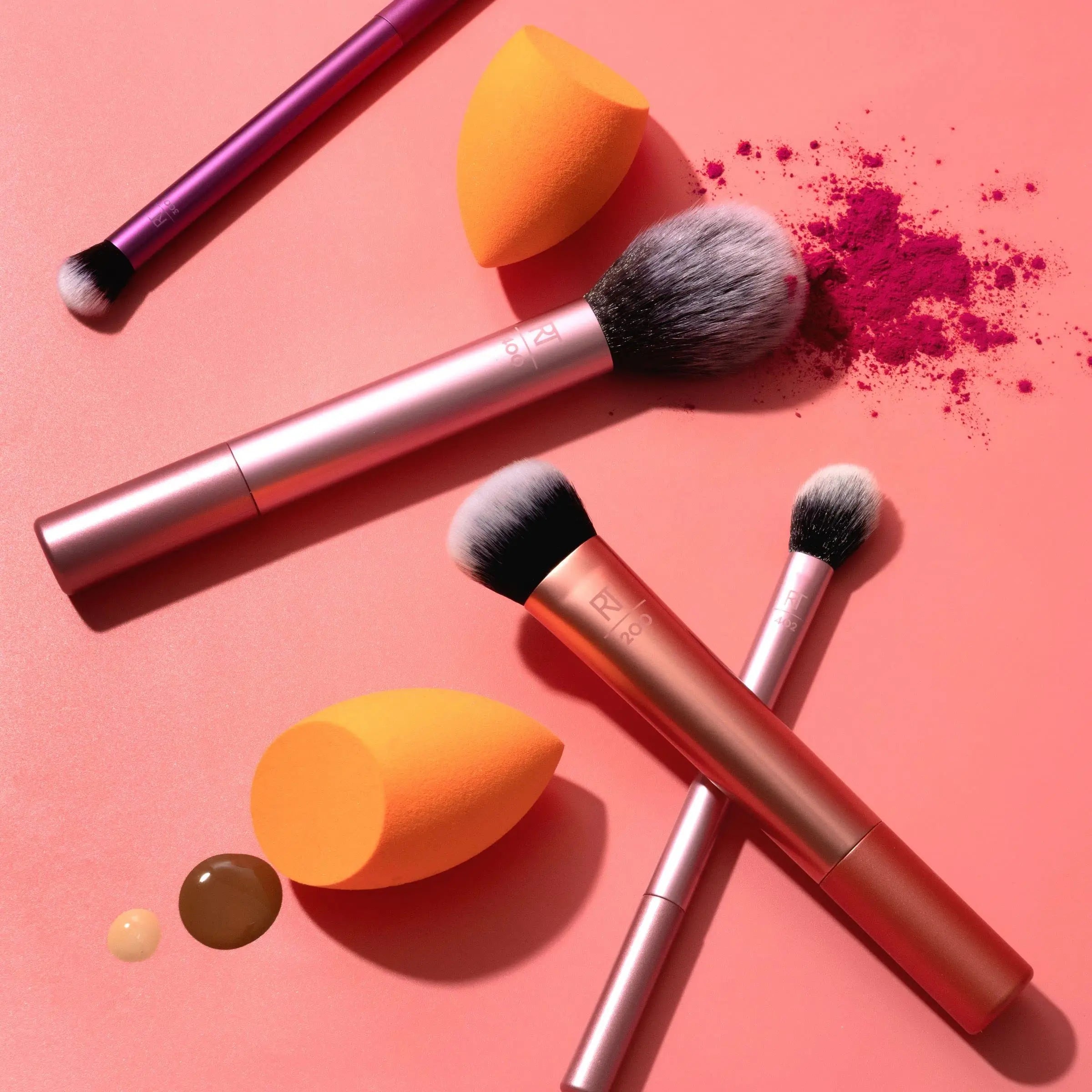 6 Piece Customizable Quantity Makeup Brush Set with Blending Sponge Blush Eyeshadow Powder-Synthetic Fiber Brushes