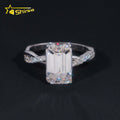 Fine Jewelry 925 Silver Ring Trendy D VVS Emerald Cut Moissanite Diamond Ring Custom Wedding Rings for Women