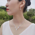 Yiwu Purchase Small Jewelry Factory New European and American Bridal Jewelry Set Silver Inlaid Water Diamond Earring Set