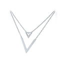 18K Gold Plated Geometric Triangle Pendant Necklace for Women Double Layered Link Chain Stainless Steel Jewelry Trendy Charm