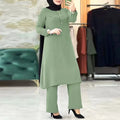 Two Piece Set Solid Color Blouse and Pants Set New Arrival Muslim Suit Islamic Clothing