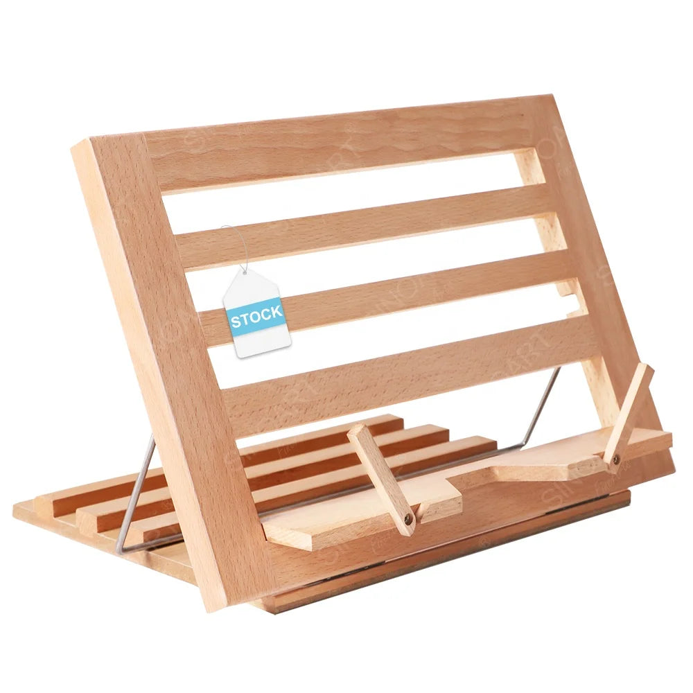 SINOART in Stock Tabletop Easel Adjustable Bend Book Angle Bamboo Book Stand Wood for Painting and Reading