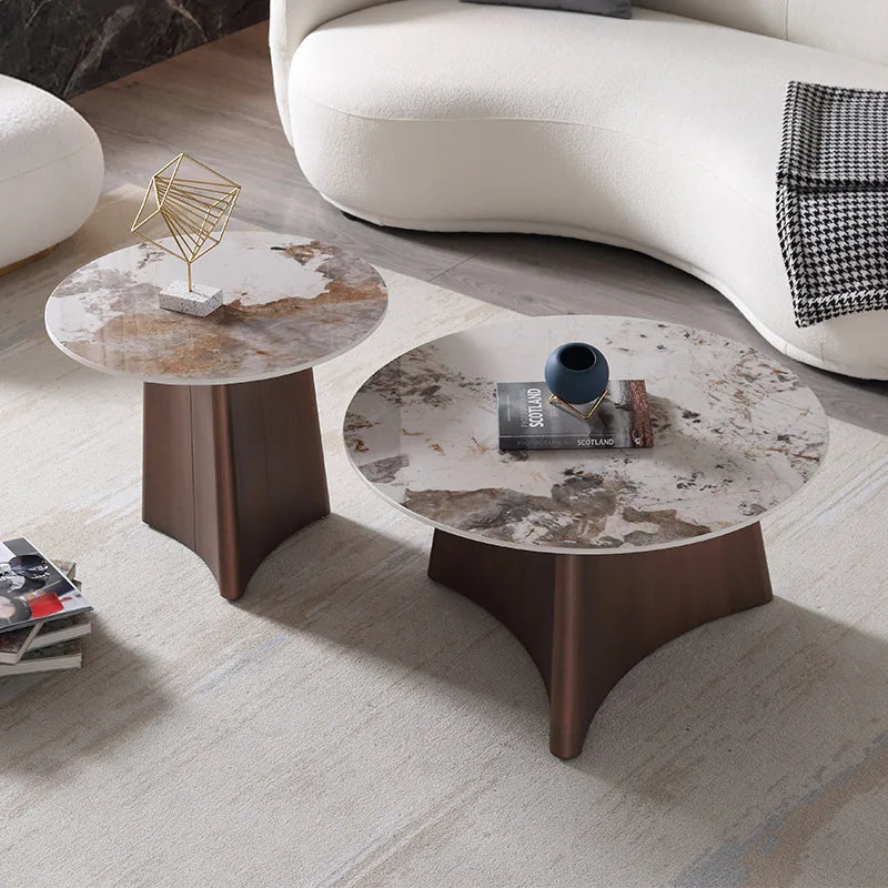 Italian Luxury Rock Plate Extendable Coffee & Tea Table Set Modern Stainless Steel Design for Home & Dining Small Living Rooms
