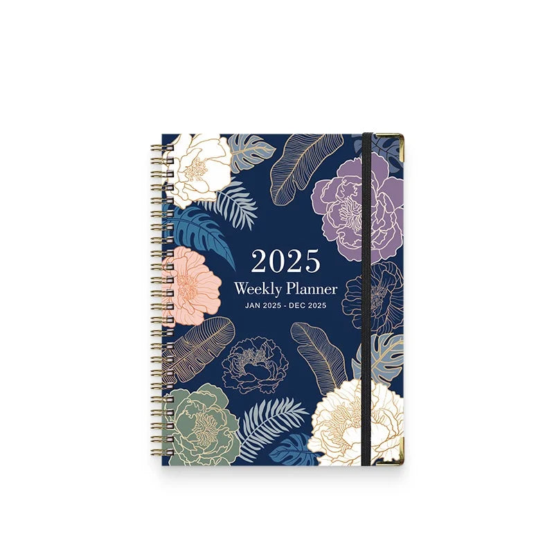 2025 New Year A5 Spiral Planner Kids Gift English Journal Work Sports Schedule Notebook Paper Design for Learning Education