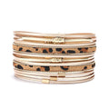 SC European Trendy Autumn Winter Wide Bracelet Women Personalized Magnetic Opening Layered Leopard Leather Bracelets & Bangles