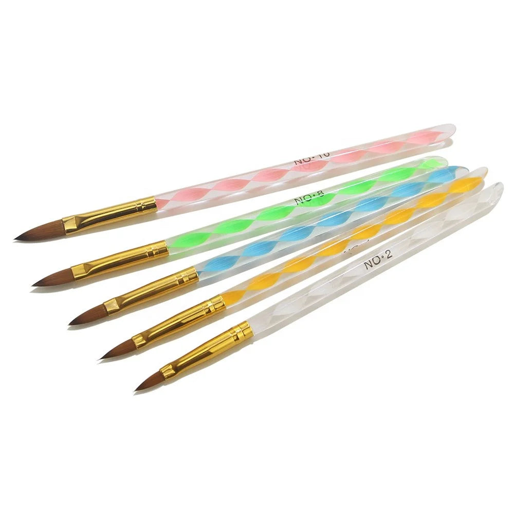 5 Pieces Acrylic Nail Brush Different Size Gel Nail Brush for Acrylic Powder Manicure Pedicure Round Nail Art Brush