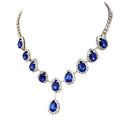 2023 Europe and the United States Popular Temperament Water Drop Shape Inlaid Blue Zircon Necklace Manufacturers Direct Sales