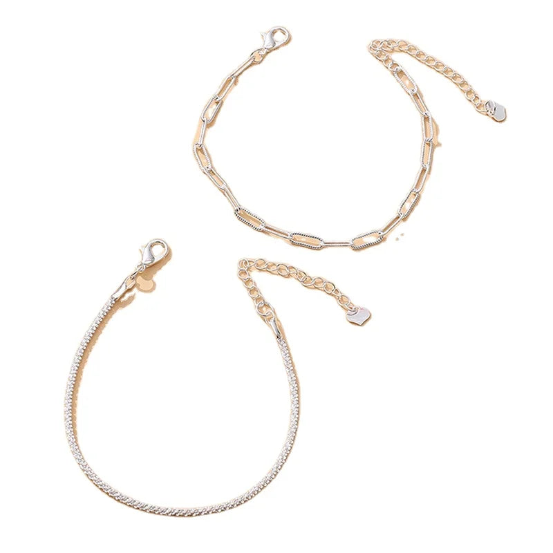 Wholesale New Fashion Double Layer Sterling Silver Crystal Bracelet Exquisite Exaggeration Women's Wedding Charm Bracelets