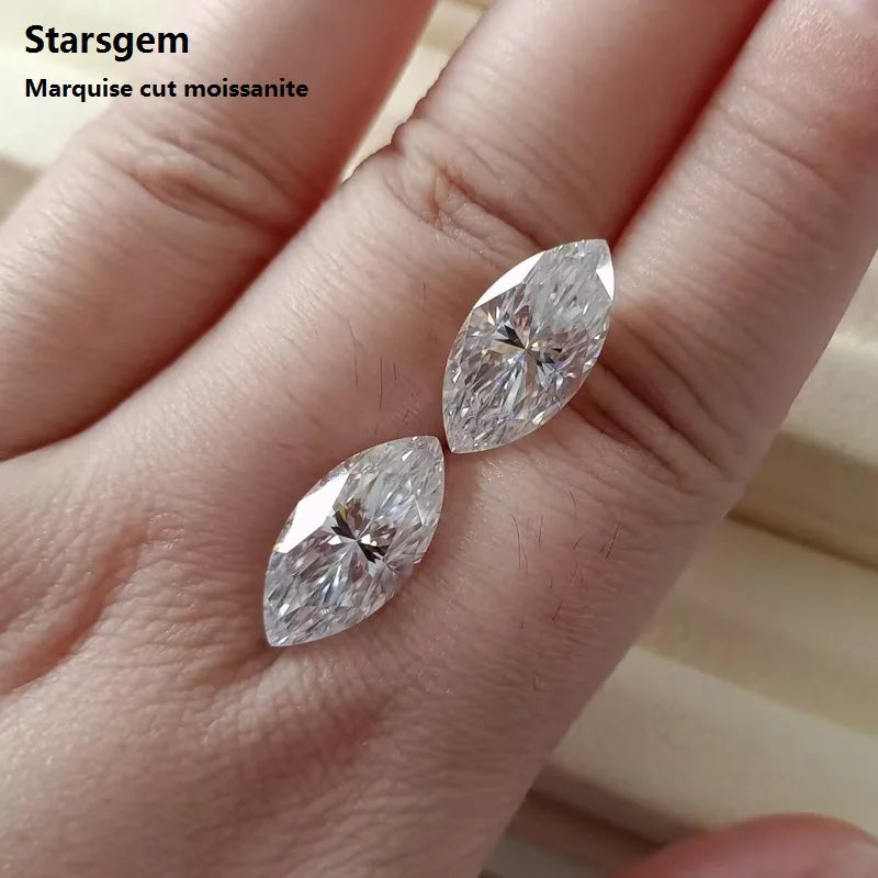 Starsgem White DEF Color VVS Clarity Synthetic Lab Created Moissanite Marquise 1 Ct