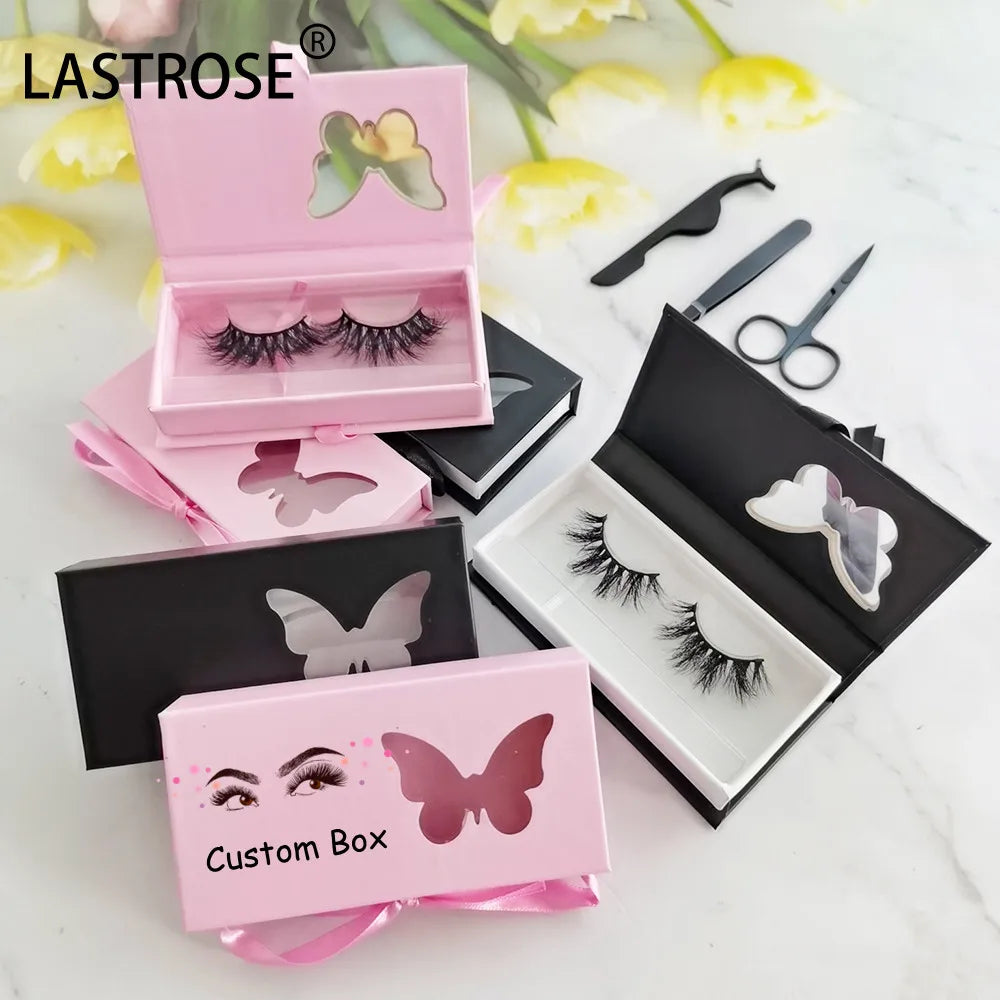 Natural Looking 3D Mink Eyelash Private Label Eyelash Box Wholesale Eyelash Packaging Box Ready to Ship Butterfly Lash Box