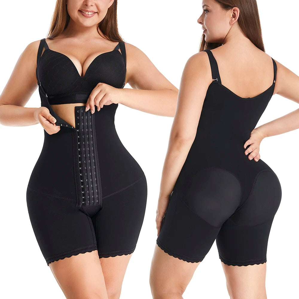 One Piece Women's Full Body Shapewear Long Sculpting Bodysuit with Embroidery Breathable Colombianas Tummy Tucker Girdle Corset