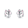 New Design Cute Animal Jewelry for Women 925 Sterling Silver Enamel Cat Stud Earrings