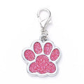 Custom Engraved Cute Glitter Dog Tag Laser Etched Personalized Dog Name ID Tag Paw Print Pet Tag