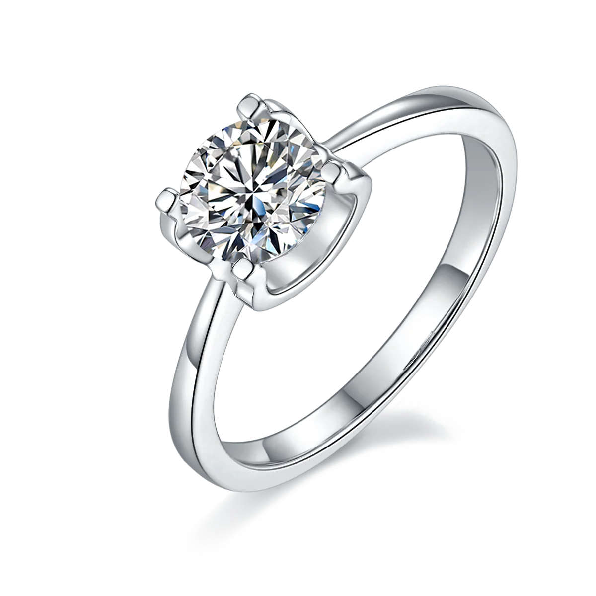 Classic Design Round Cut 1 Carat Moissanite 925 Sterling Silver Moissanite Rings Wedding Engagement