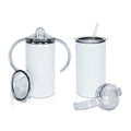 12oz Straight Double Walled Insulated Stainless Steel White Sublimation Blank Toddler Kids Sippy Cup Duo Tumbler with Dual Lids