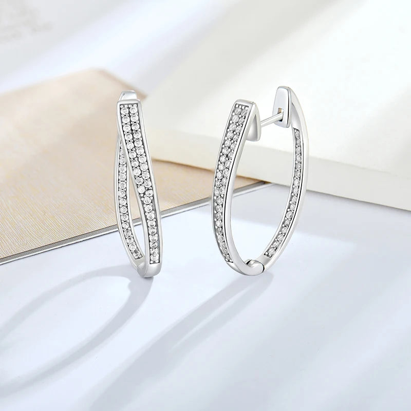 Fashion Personality Trendy Women's Hoop Earrings Angel Design Good Quality Rhodium Plated 925 Sterling Silver Zircon Gift Party