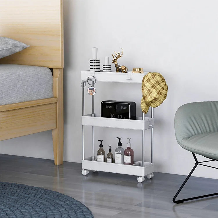Houseware Kitchen Cart Storage 3-Tier Slim/Super Narrow Shelves with Hook