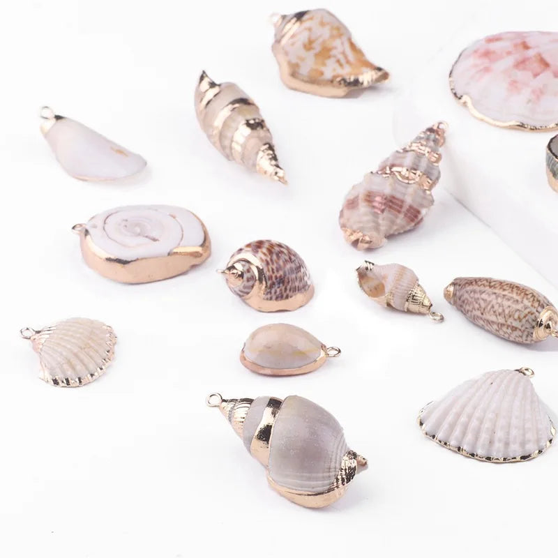2pcs/Bag DIY Natural Shell Conch Pendant Handmade Earrings Wind Chime Hanging Decoration Handcrafted Creative Gift Pendant Charm