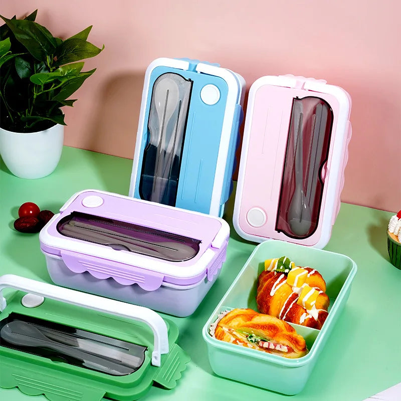 Plastic Portable Compartment Microwave Safe Children Leak Proof Food Packaging Wheat Straw Adult Office Lunch Box Bento Tiffin