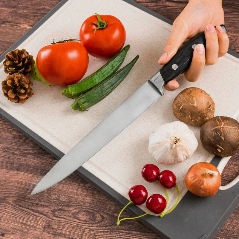 8 Inch 3Cr13 Stainless Steel Kitchen Slicing Knife Ergonomic Pakka Wood Handle Eco-Friendly