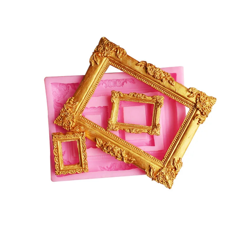 Diy Fondant Baking Molds Vintage Photo Frame Silicone Mold for Cake Decoration
