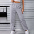 Women Waffle Knit Joggers High Waisted Sweatpants Casual Lounge Pants Gray Thermal Fleece Trousers for Fall with Elastic Waist