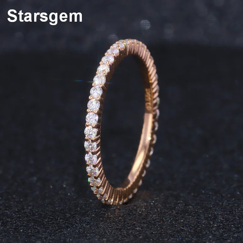Starsgem Natural Diamond Ring Lab Grown Diamond 18K Real Solid Gold Wedding Ring
