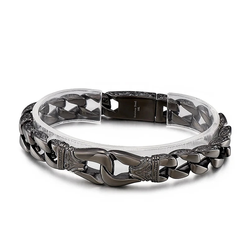 KALEN Punk Mens Bracelets Stainless Steel Jewelry Hand Chain Retro Links Fashion Bracelets Bangles