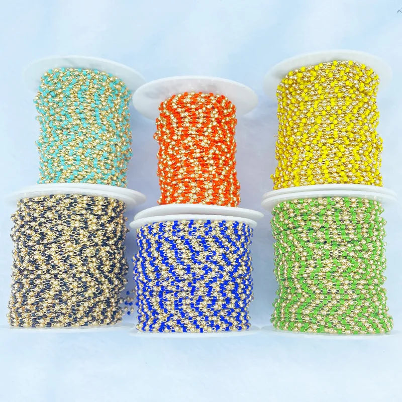 Wholesale High Quality Gemstone Beaded Chain Bulk   Crystal Rosary Chain Roll for Women