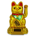 6 Inches Solar Plastic Maneki Neko Gold White Black Japanese  Battery  Waving Hand Fortune Lucky Cat for Home Decor 11*10*15.5cm