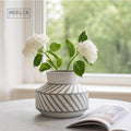 Merlin Living Minimalist Gray Striped Ceramic Vase Tabletop Art Flower Vase Decoration Chaozhou Ceramic Factory Wholesale