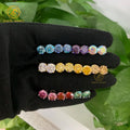 1CT 6.5mm Colorful Moissanite Earrings Pink Yellow Blue Purple Red Color Diamond Round Solitary Earrings 925S for Lady Women