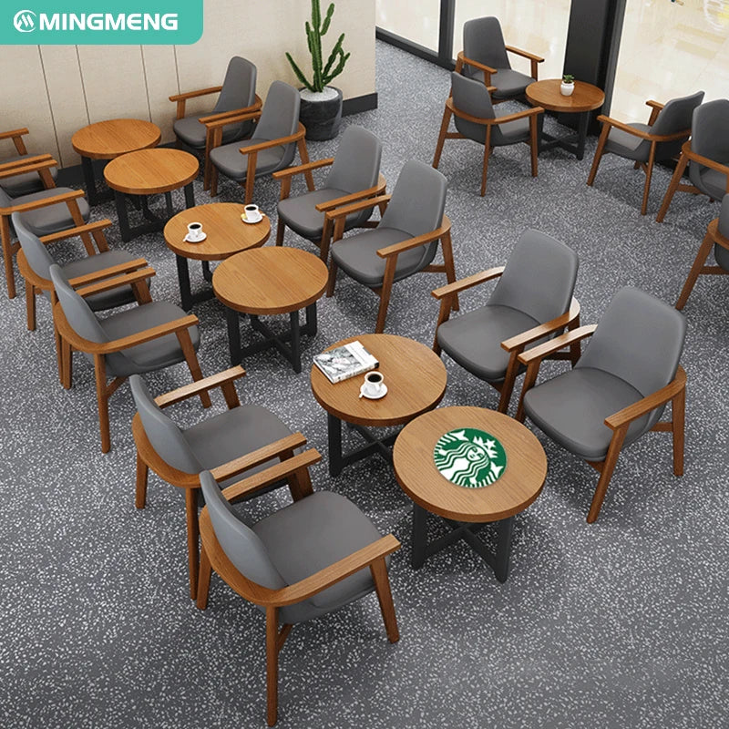 Modern Customization Restaurant Solid Wooden Legs Square Table Furniture Leisure Coffee Table and Chairs Sofa Sets Furniture